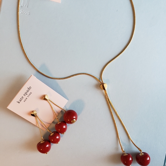 Kate Spade BNWT Tutti fruity cherry linear necklac - Picture 5 of 8